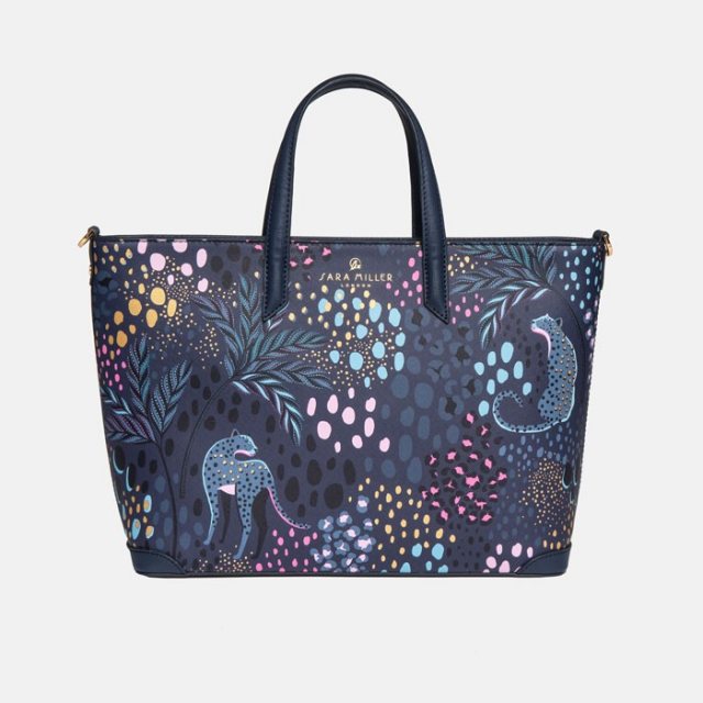 Sara Miller Midnight Leopard Medium Tote Bag