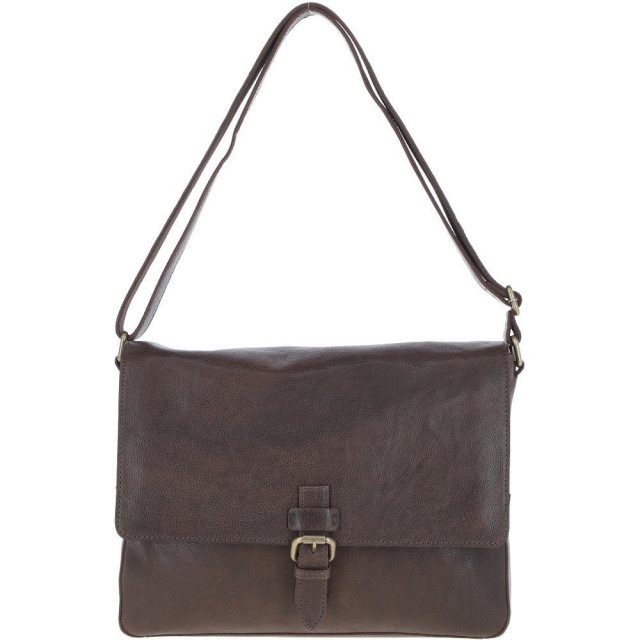 Ashwood David Large Leather Messenger Bag - Brown