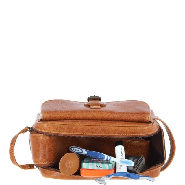 Ashwood Chelsea Gents Leather Wash Bag (Chestnut)