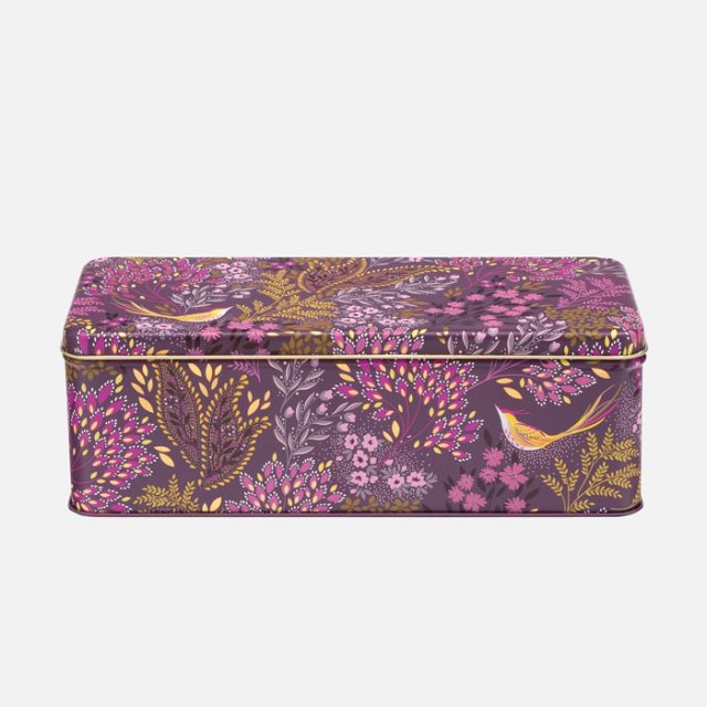 Sara Miller Plum Songbird Long Deep Rectangular Tin