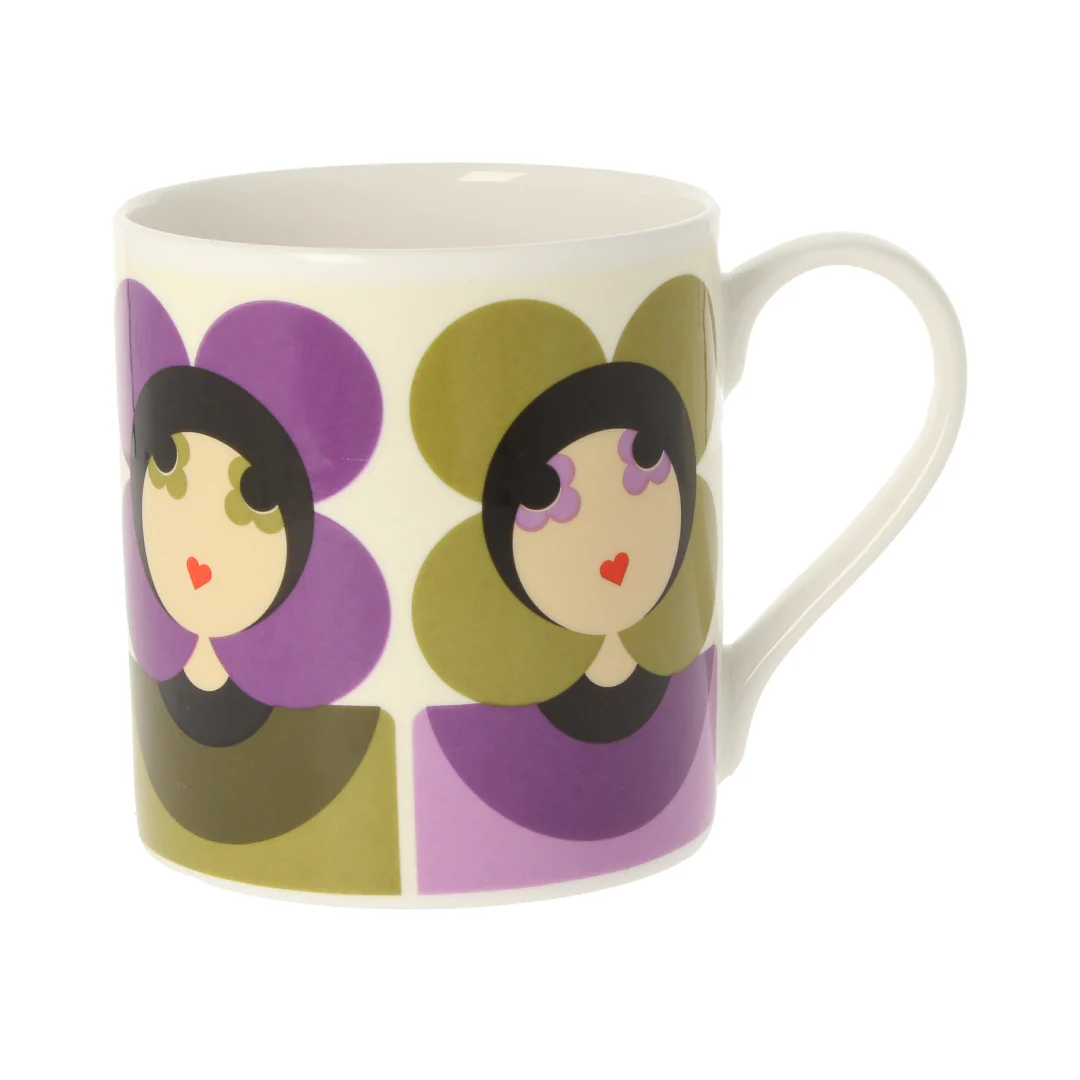 Orla Kiely Luna Purple Olive Mug