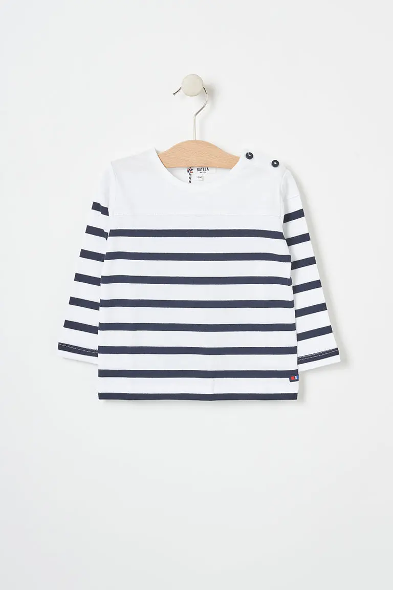 Batela Long Sleeve Nautical Striped Top - Navy