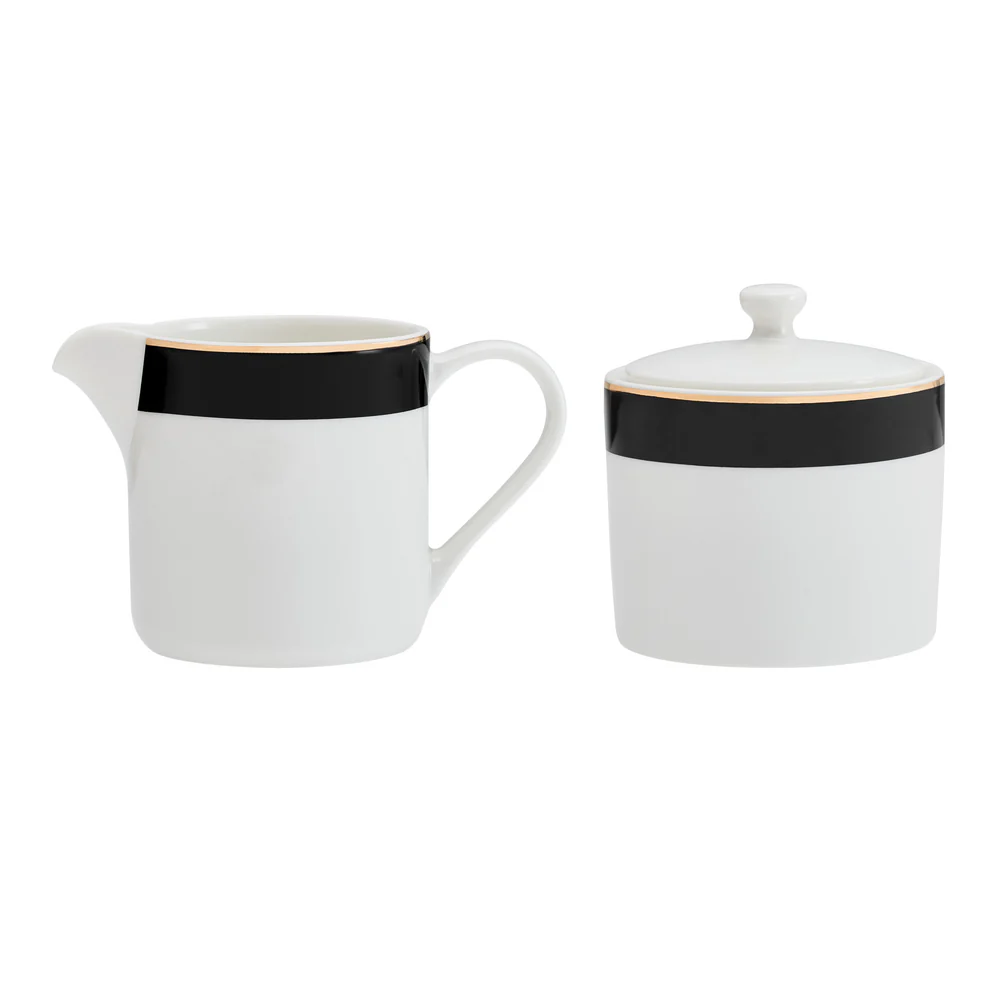 Mikasa Luxe Deco China Sugar Pot and Creamer Set White