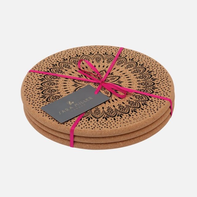 Sara Miller Artisanne Noir Cork Trivets - Set of 3