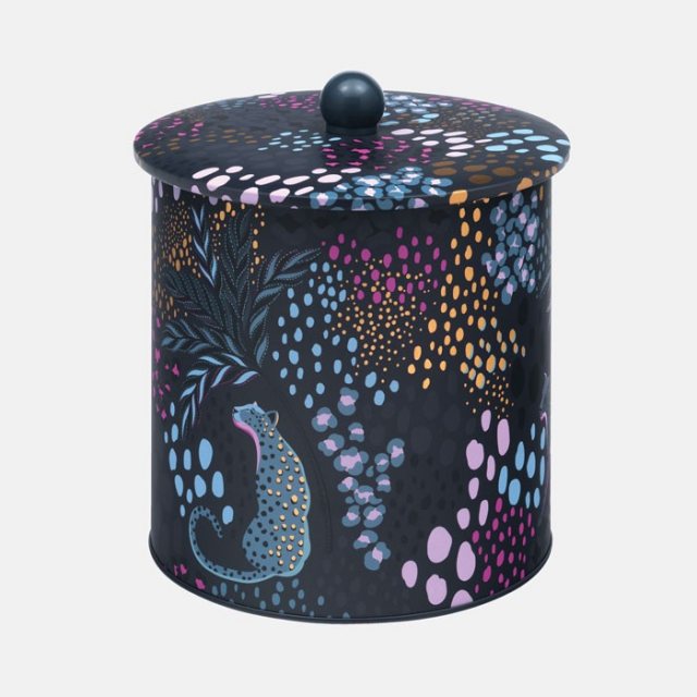 Sara Miller Midnight Leopard Biscuit Barrel