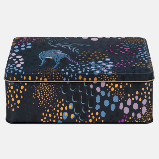 Sara Miller Midnight Leopard Deep Rectangular Tin