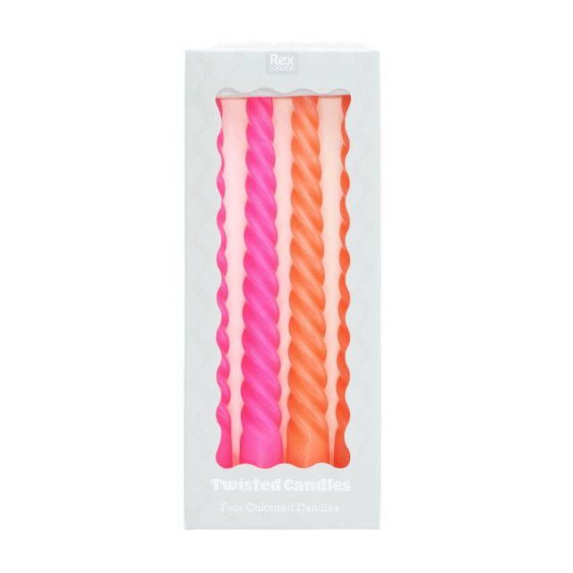 Rex London Twisted Candles Bright Pink & Orange Pk/4