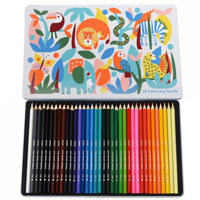 Rex London 36 Colouring Pencils In A Tin Wild Wonders