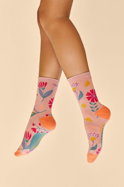 Powder Watercolour Flowers Ankle Socks | Petal