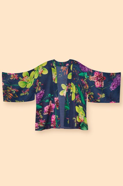 Powder Exotic Evening In Ink Kimono Jacket