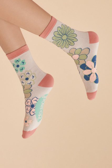 Powder 70s Kaleidoscope Floral Ankle Socks Coconut