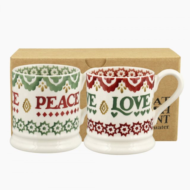 Emma Bridgewater Christmas Joy Set of 2 1/2 Pint Mugs Boxed