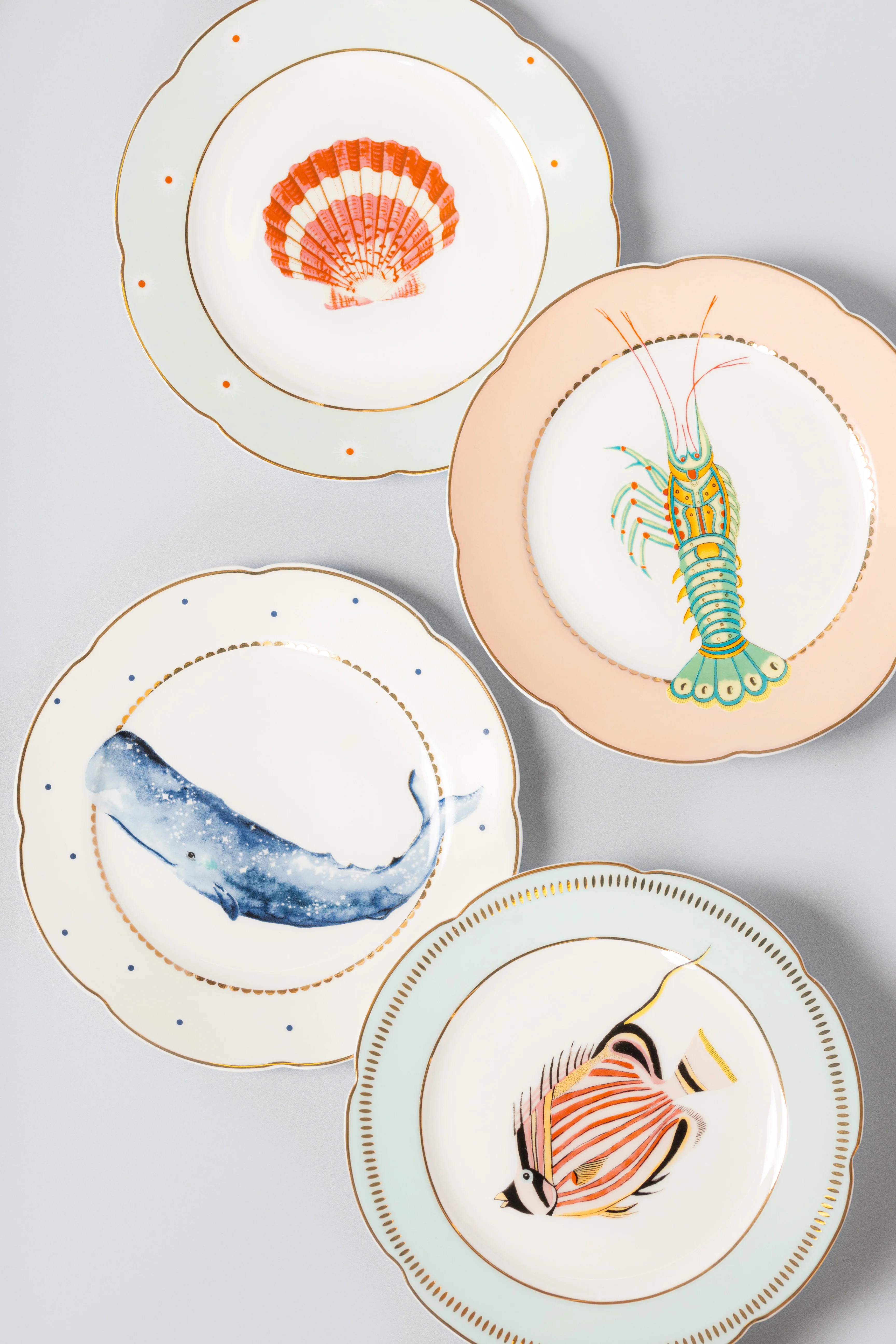 Yvonne Ellen Fishy Tea Plates Set of 4