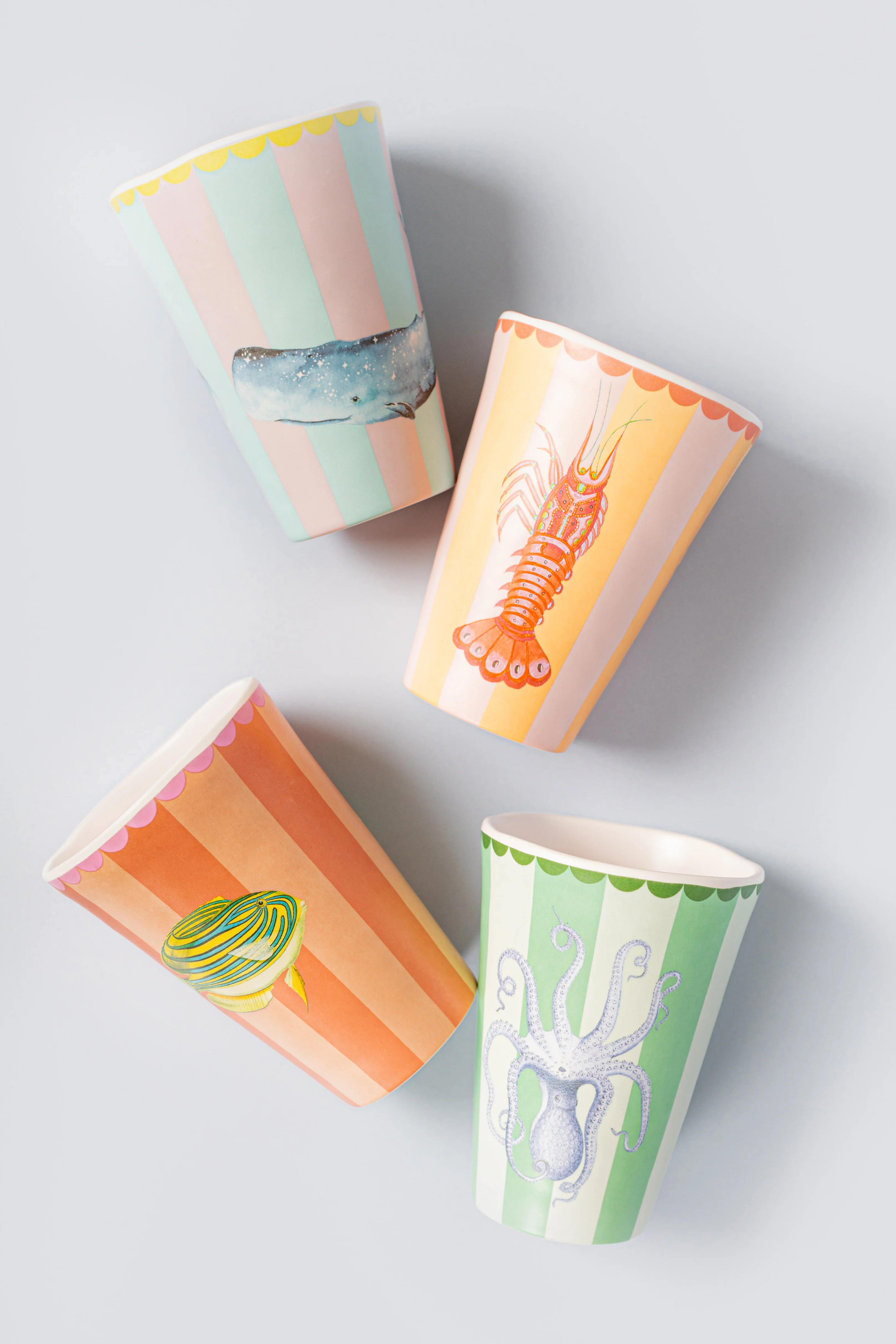 Yvonne Ellen Animal Melamine Picnic Tall Cups - Set of 4