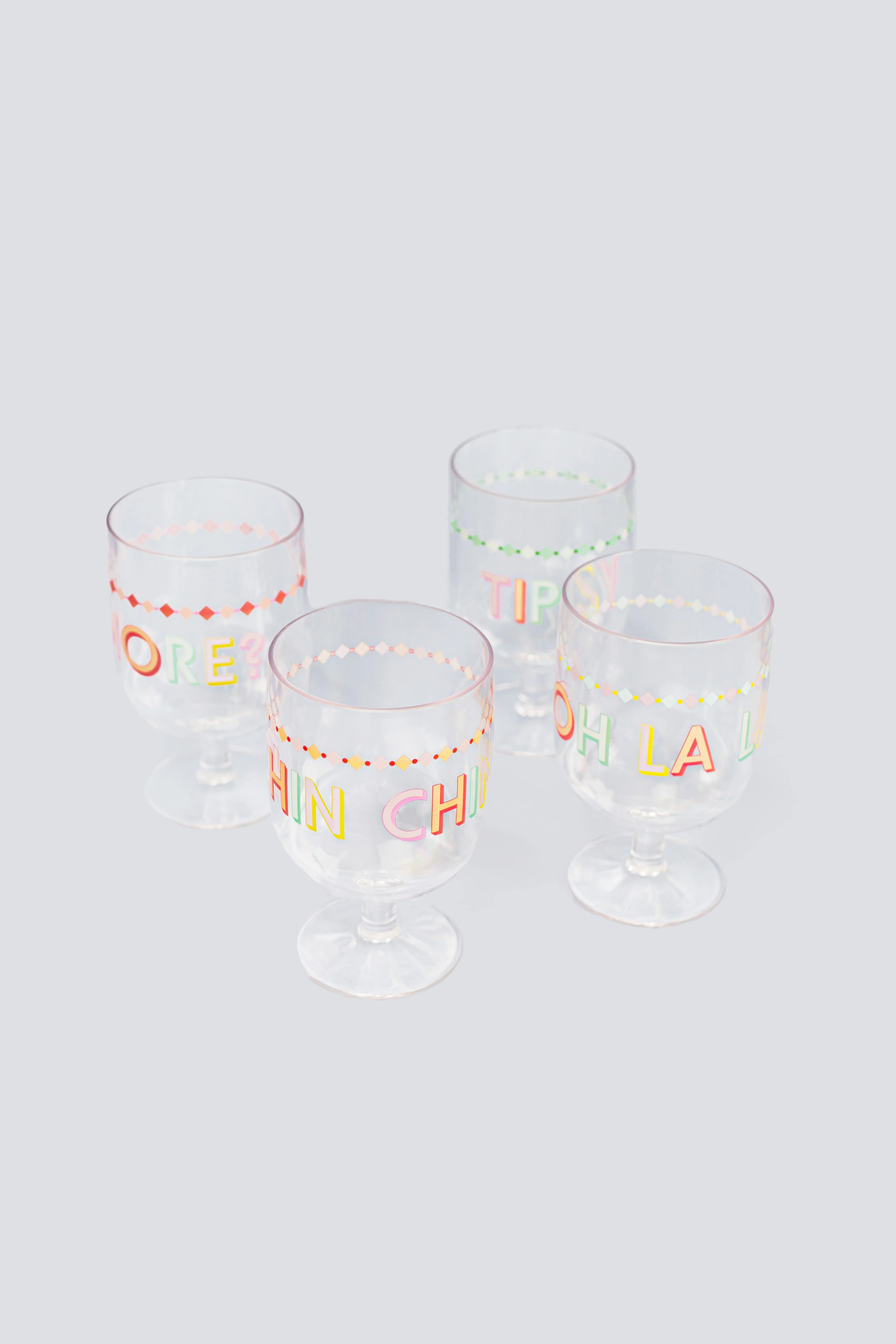 Yvonne Ellen Slogan Picnic Wine Glasses Set of 4