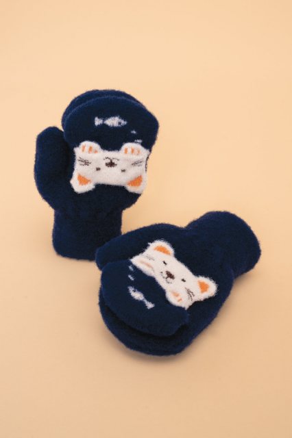 Powder Pals Kitty Mittens - Navy