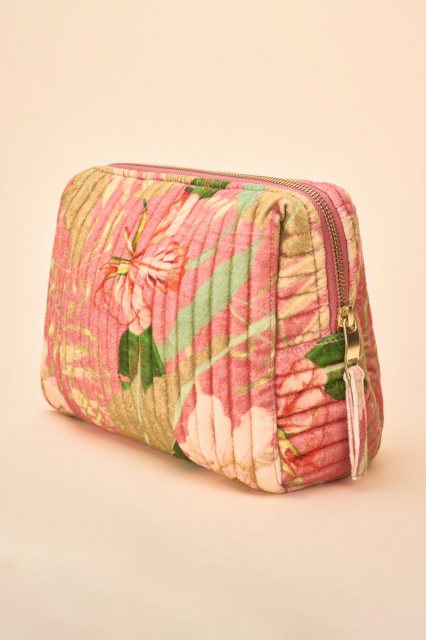 Powder Large Quilted Washbag - Delicate Tropical Candy