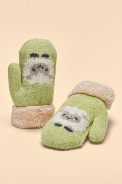 Powder Kids Knitted Mittens - Sheep Sage