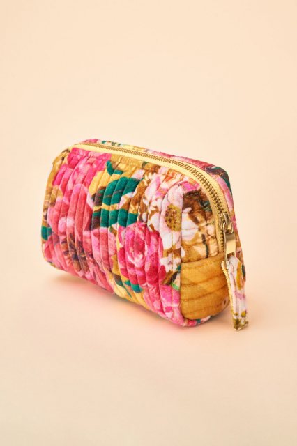 Powder Small Quilted Vanity Bag - Impressionist Floral Mustard