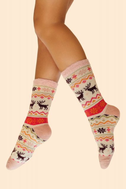 Powder Fair Isle Reindeer Cosy Socks