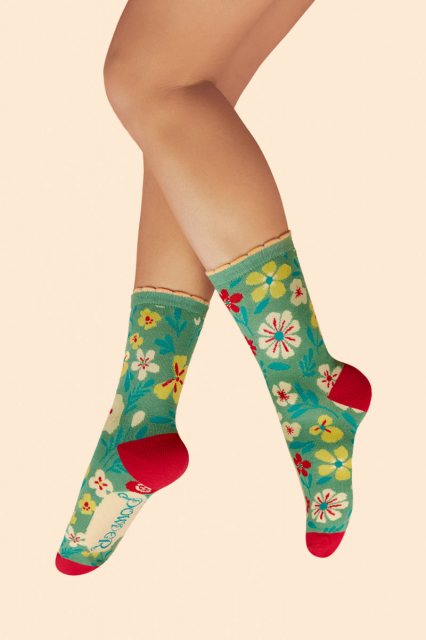 Powder Blooming Lovely Ankle Socks Sage