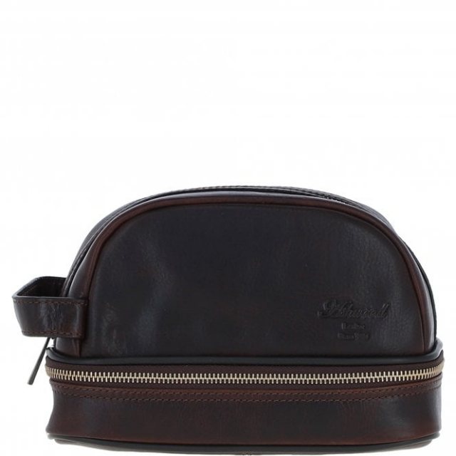 Ashwood Leather Men's Zip Wash Bag Brown PL41