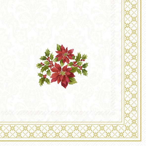 IHR Classic Christmas Poinsettia Gold Napkins