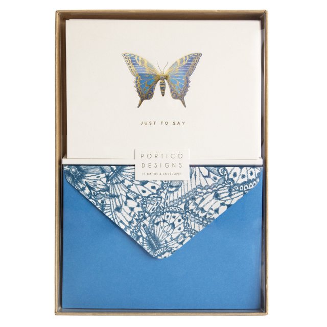 Portico Designs Blue Butterfly Boxed Notecards 10 Pack