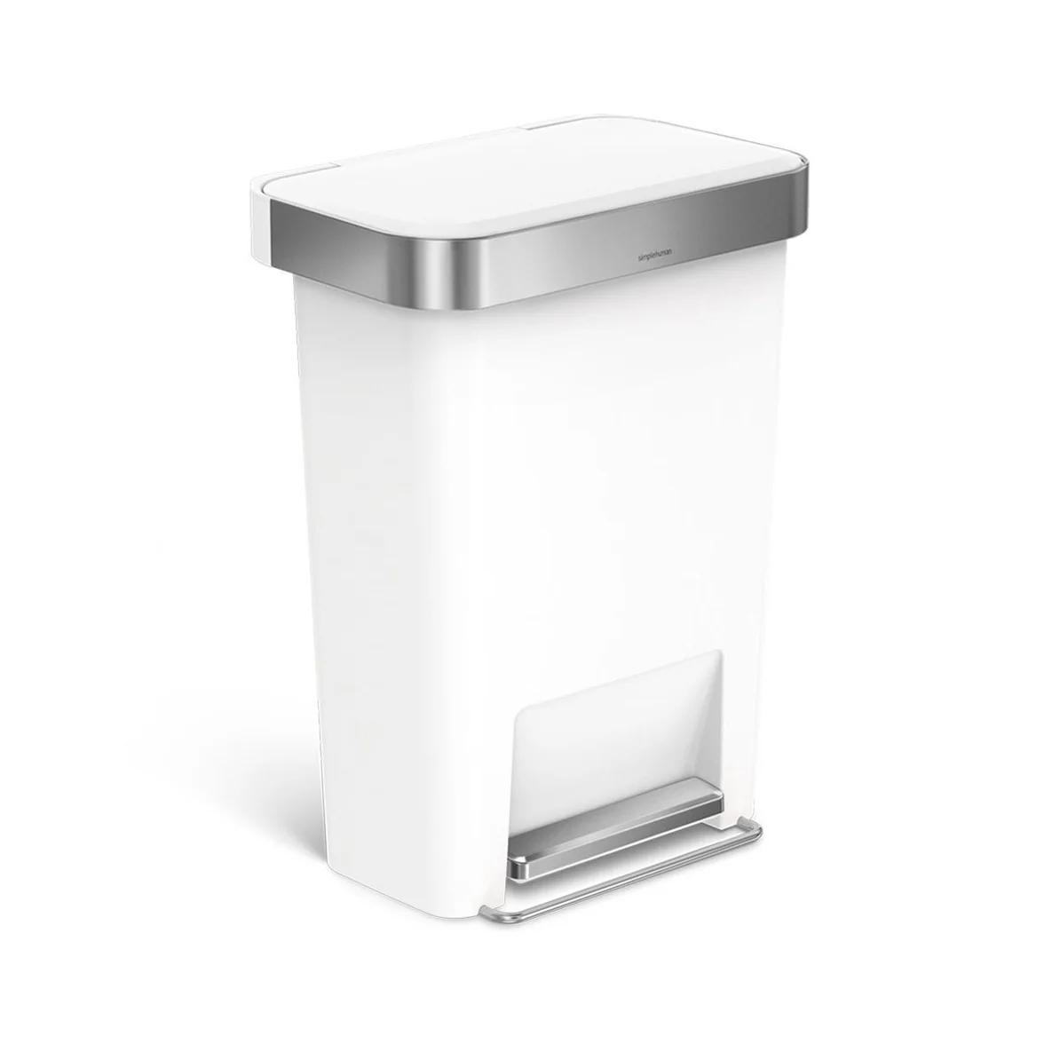 Simple Human Plastic Rectangular Pedal Bin 45L - White