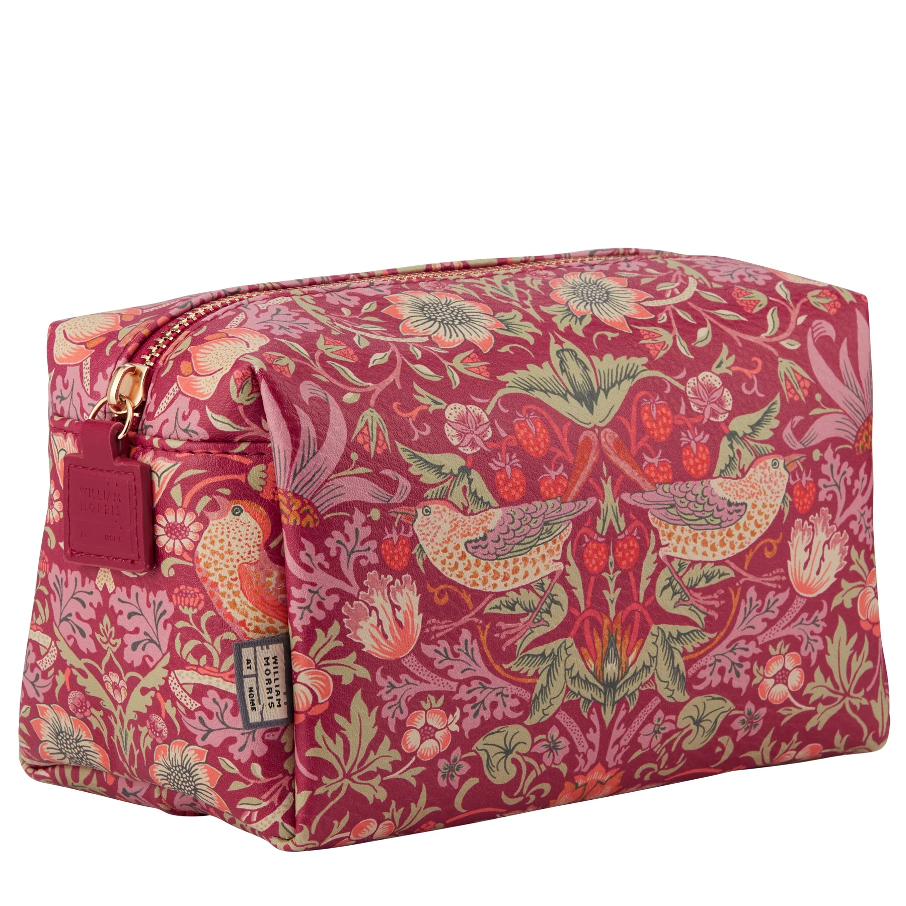 William Morris Strawberry Thief Medium Wash Bag Red