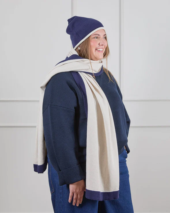 Chalk Joey Scarf - Navy/Cream