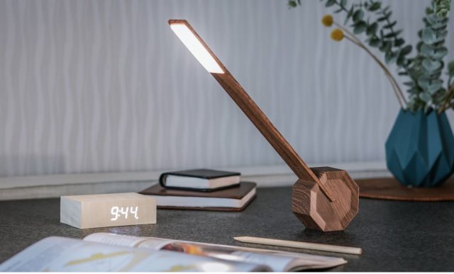 Gingko Octagon One Desk Lamp - Walnut