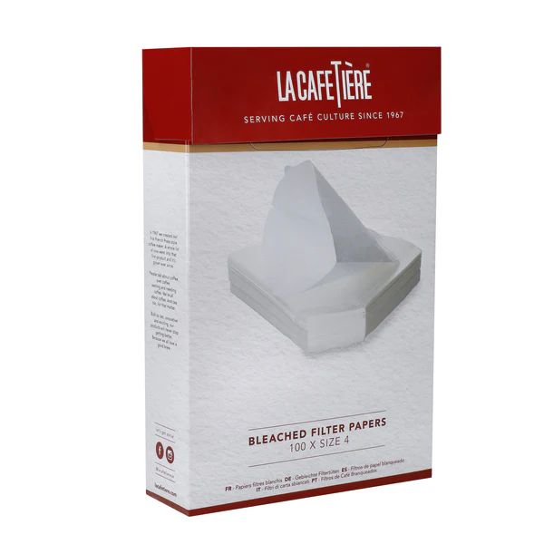 La Cafetière Bleached Coffee Filter Papers - Size 4, 100 pieces