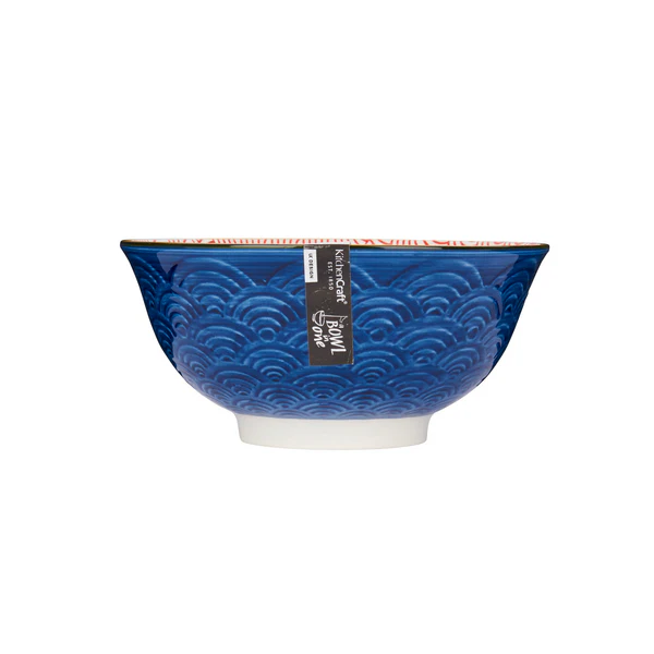 KitchenCraft Blue Arched Pattern Stoneware Bowl