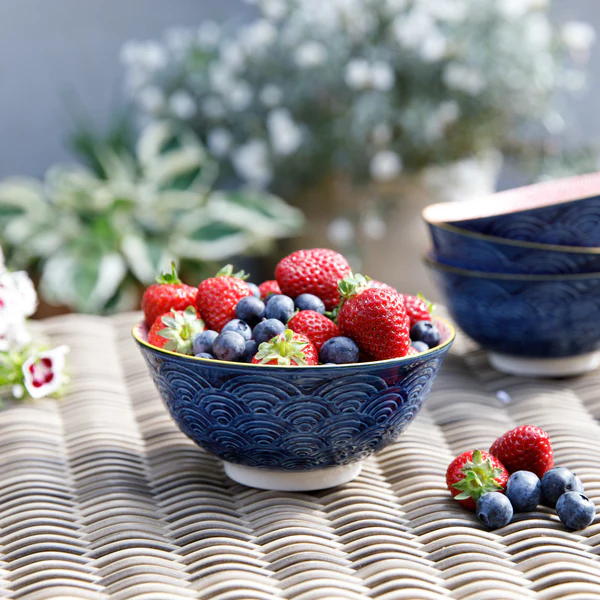 KitchenCraft Blue Arched Pattern Stoneware Bowl