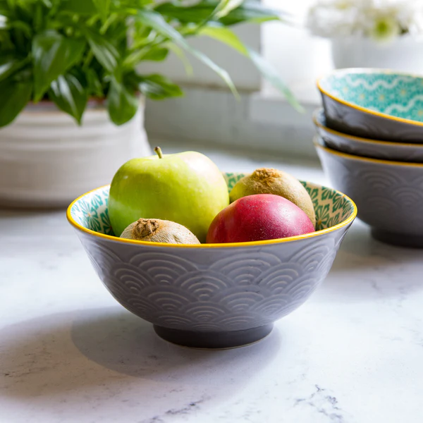 KitchenCraft Grey Arched Pattern Ceramic Bowl