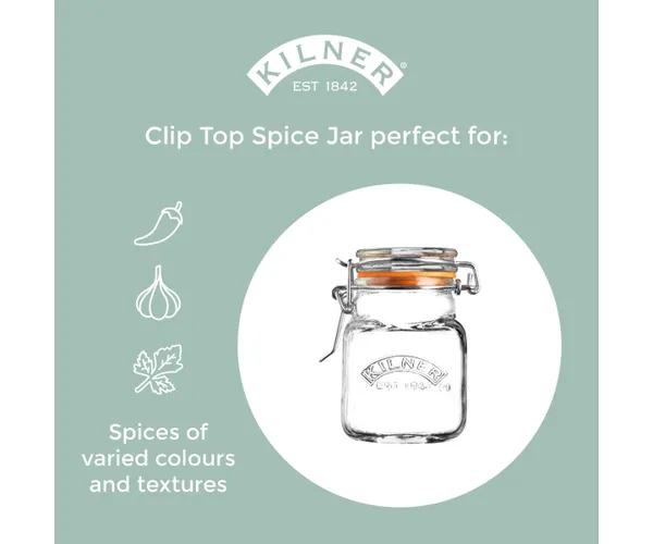 Kilner Square Clip Top Spice Jar 70ml