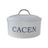 CACEN Round Tin | Serif Font, Chalk White & Chrome Handle