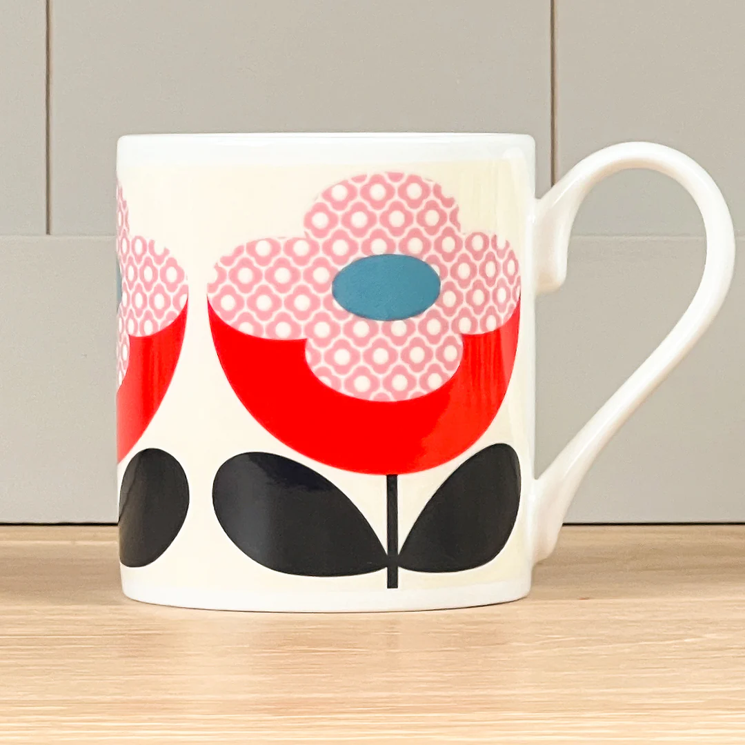 Orla Kiely Buttercup Stem Red & Pink  Mug