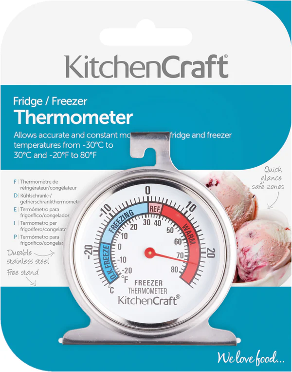 KitchenCraft Stainless Steel Fridge & Freezer Thermometer