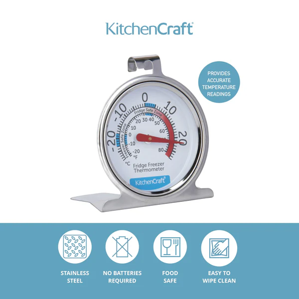 KitchenCraft Stainless Steel Fridge & Freezer Thermometer