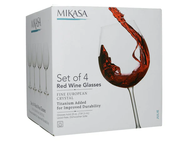 Mikasa Julie Crystal Red Wine Glasses Set of 4