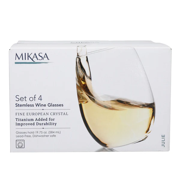 Mikasa Julie Crystal Stemless Wine Glasses Set of 4