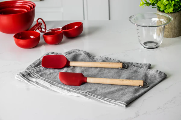 KitchenAid 2pc Mini Birchwood Spatulas Set - Empire Red