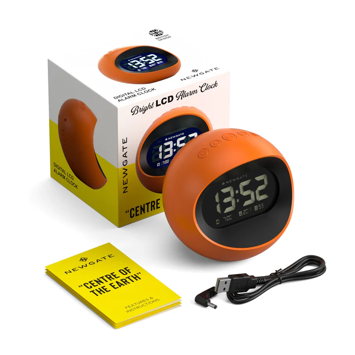 Newgate Centre Of The Earth LCD Alarm Clock - Pumpkin Orange