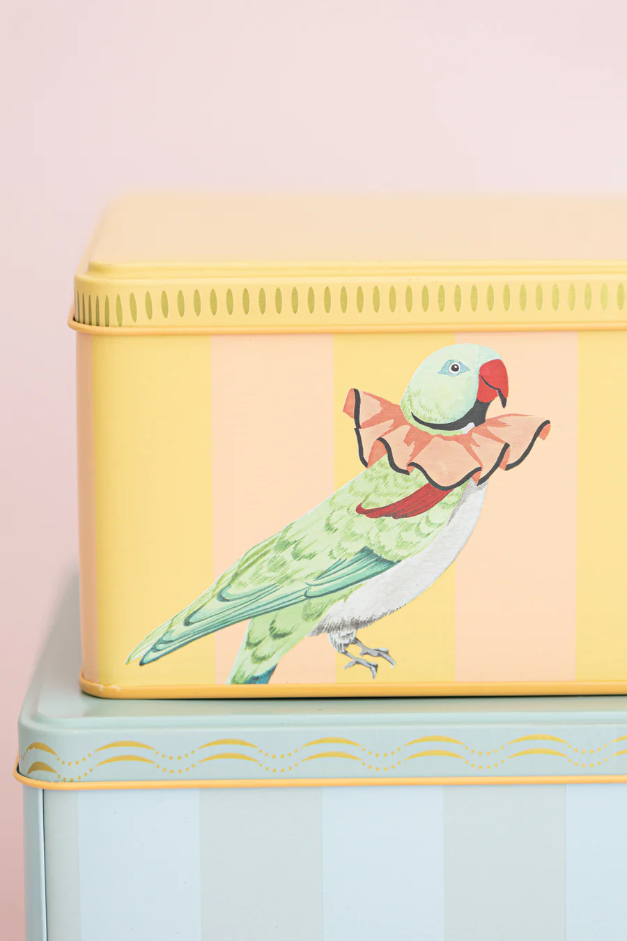 Yvonne Ellen Panda / Parakeet Rectangular Tins Set of 2