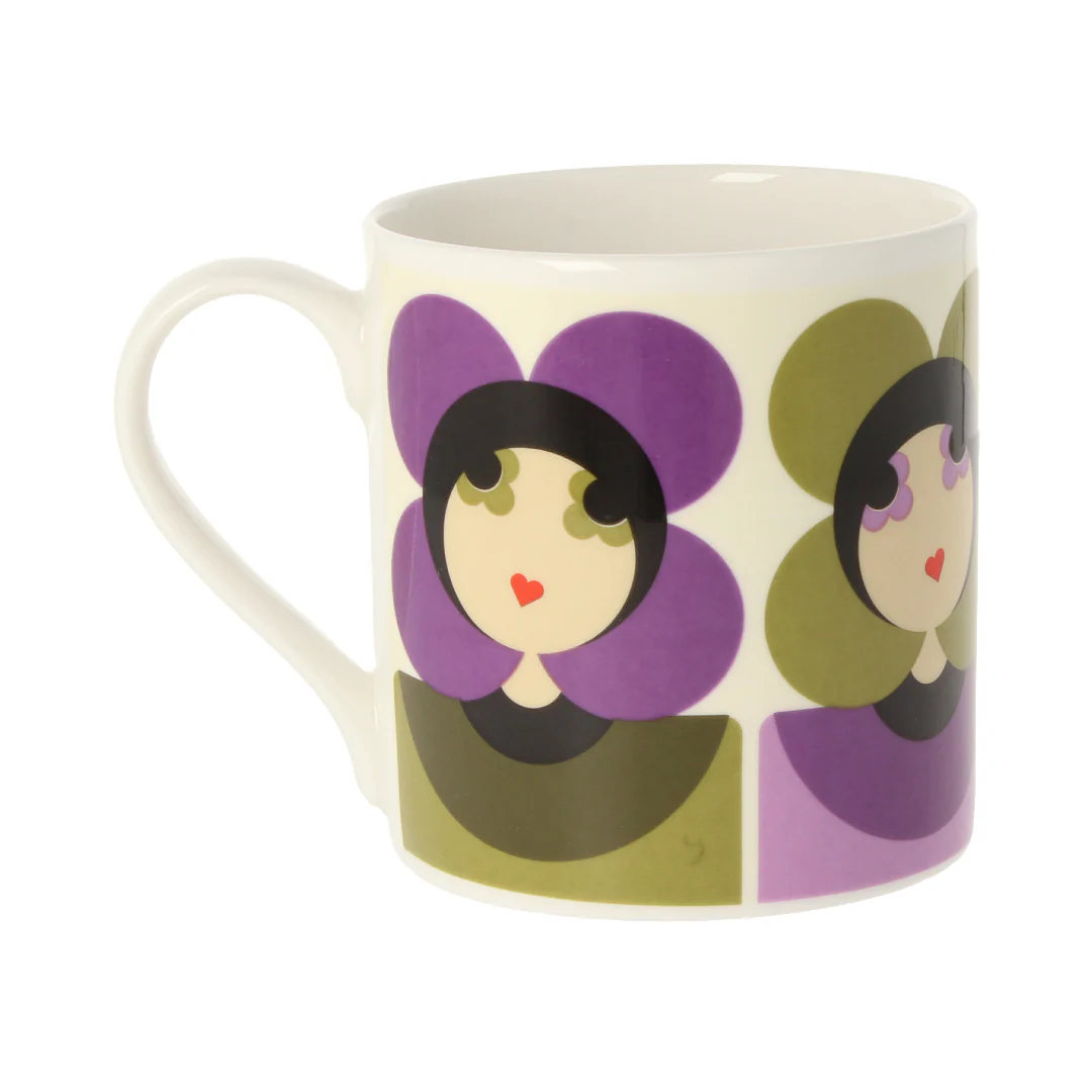 Orla Kiely Luna Purple Olive Mug