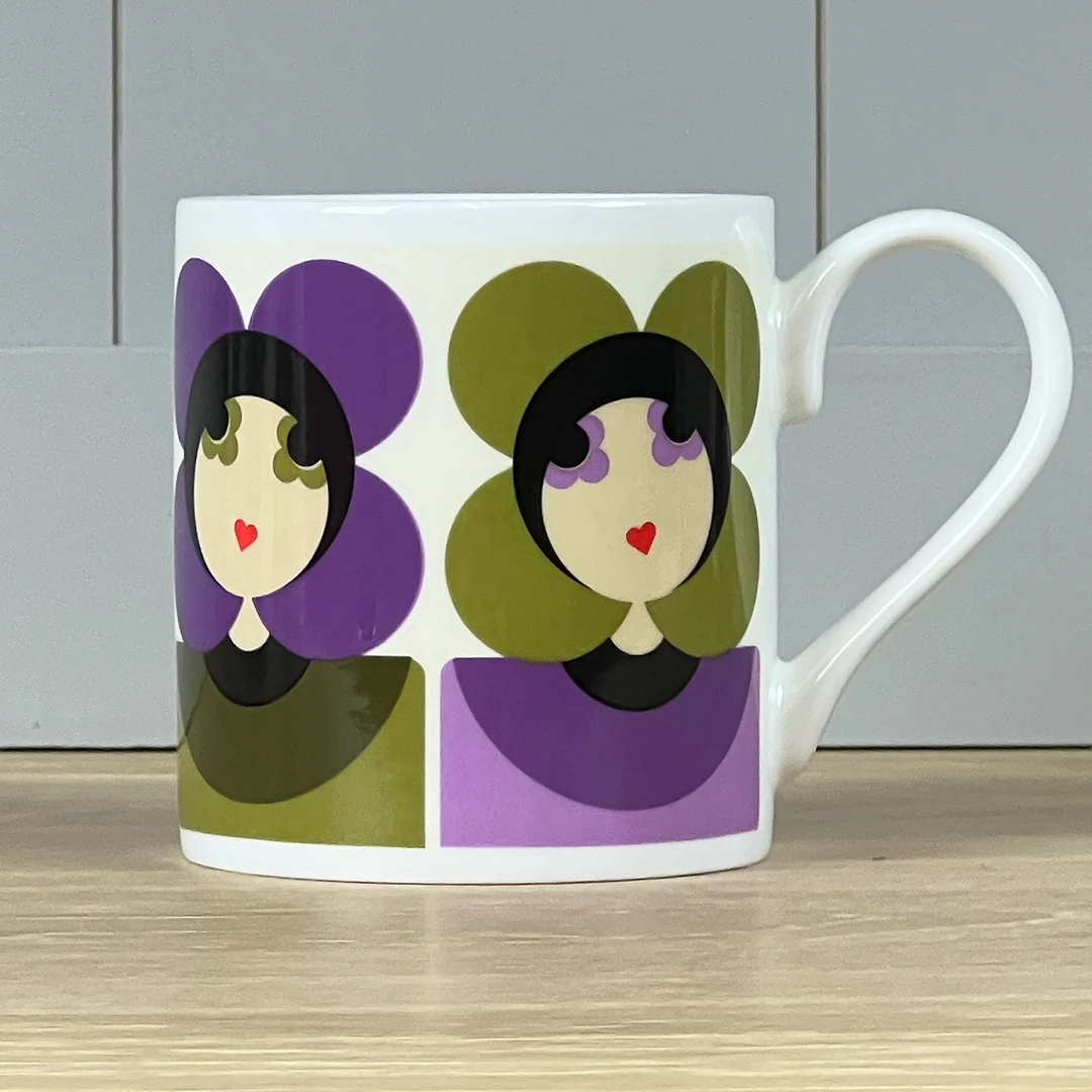 Orla Kiely Luna Purple Olive Mug