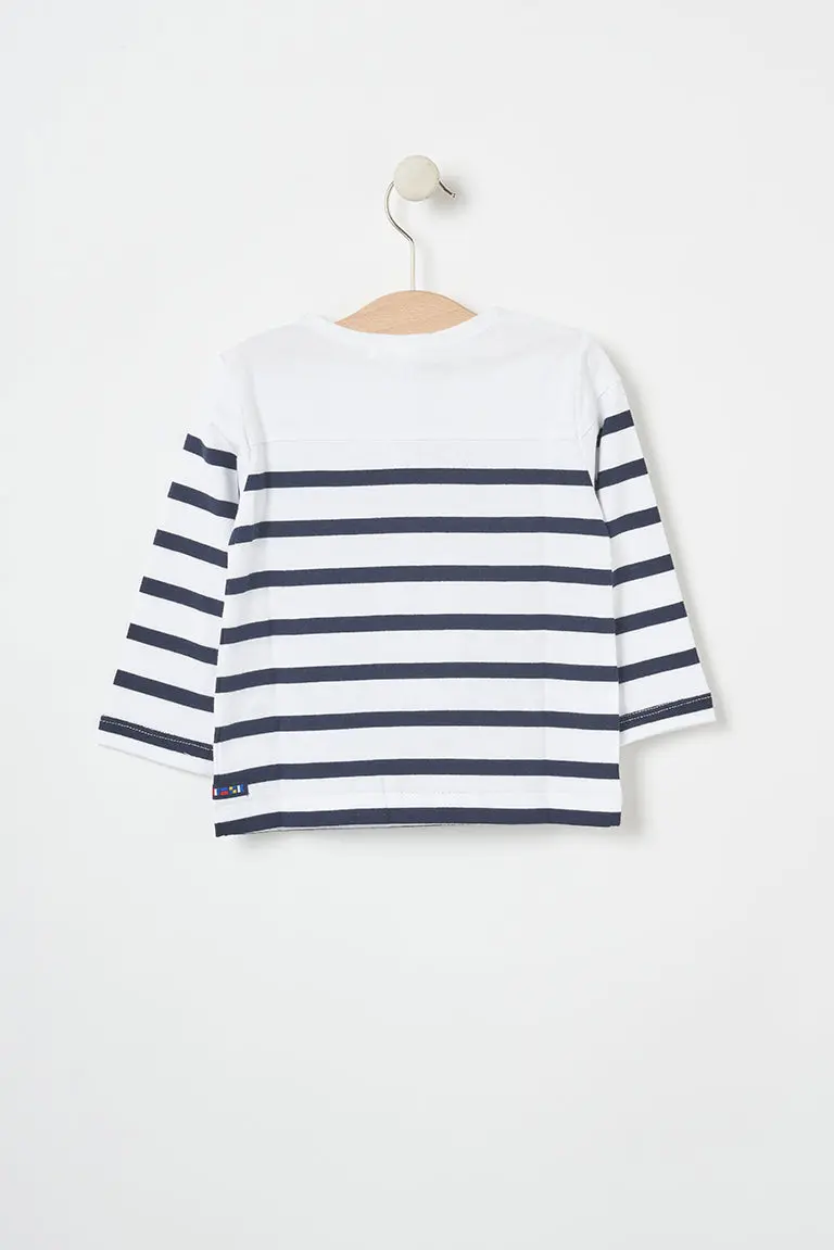 Batela Long Sleeve Nautical Striped Top - Navy