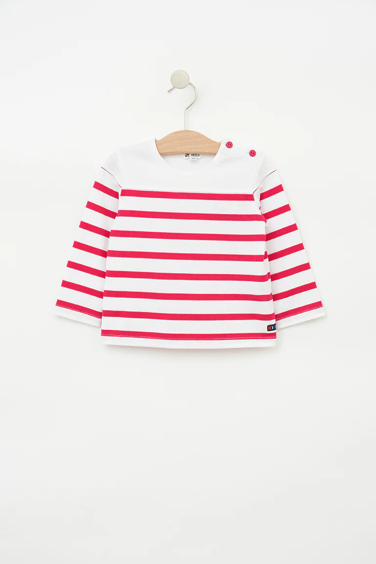 Batela Long Sleeve Nautical Striped Top - Red